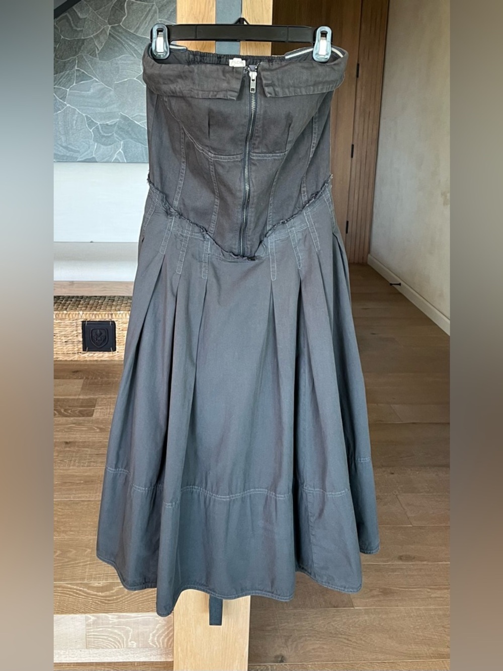 Anthropologie Pilcro Charcoal Textured Smocked Top